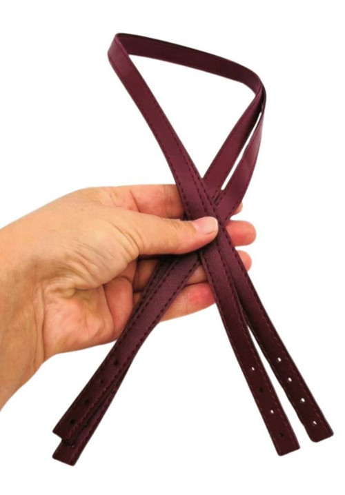 Çanta Aksesuar Slim Model 70x1.2 cm Suni Deri Bordo Renk Çift Çanta Sapı