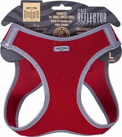 Havalı Dokuma Reflektör Küçük Irk Köpek Göğüs Tasması Large Kırmızı 42-48 Cm