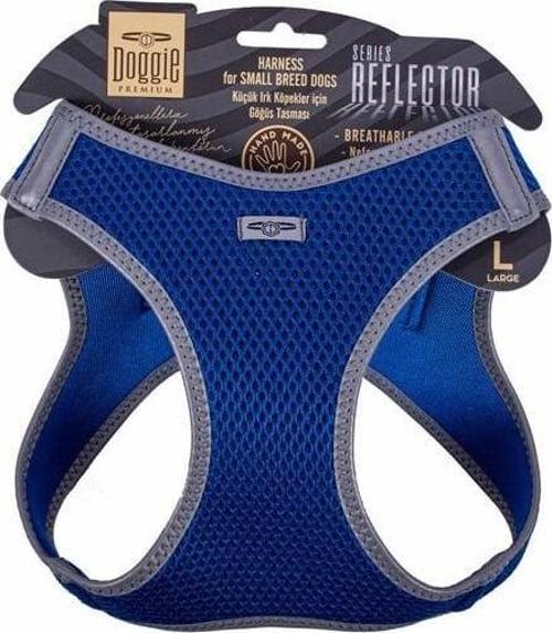 Havalı Dokuma Reflektör Küçük Irk Köpek Göğüs Tasması Large Mavi 42-48 Cm