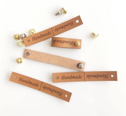 Çanta Aksesuar 10'Lu Vidalı Suni Deri Etiket 1X7 Cm Light Gold Metalli