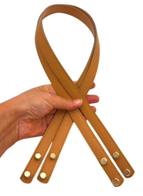 Çanta Aksesuar 70x1.8 cm Suni Deri Hardal Renk Vidalı Çanta Sapı