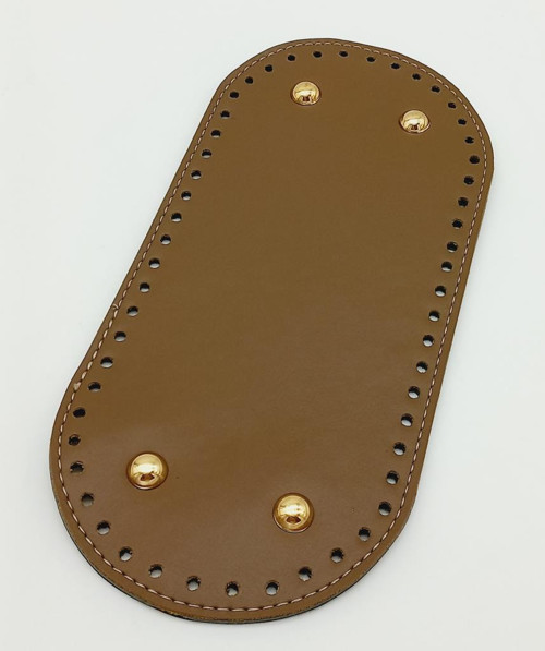 Çanta Aksesuar Suni Deri Vizon Renk 25X12 cm Oval Çanta Tabanı (Light Gold Aparatlı)