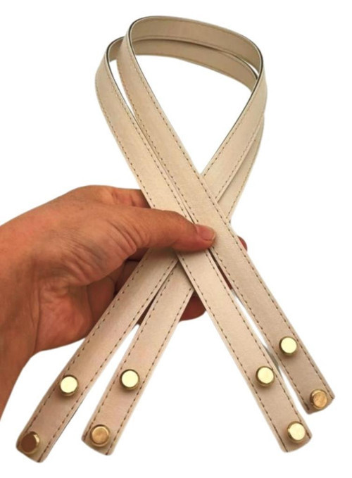 Çanta Aksesuar 70x1.8 cm Suni Deri Krem Renk Vidalı Çanta Sapı