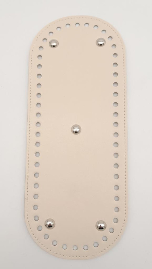 Çanta Aksesuar Suni Deri Krem Renk 30X12 cm Oval Çanta Tabanı (Gümüş Aparatlı)