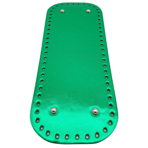 Çanta Aksesuar Parlak Rugan Deri 32x12 cm Dikdörtgen Çanta Tabanı Yeşil Renk Gümüş Metalli