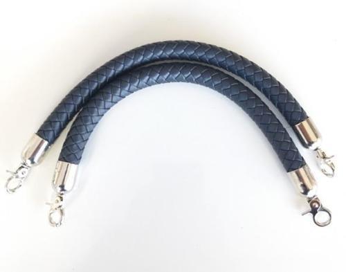 Çanta Aksesuar Örme Çanta Sapı Kısa Gümüş Metalli Lacivert