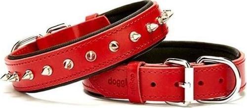 Comfort Deri Çivili Köpek Boyun Tasması Medium Kırmızı 3x42-50 Cm