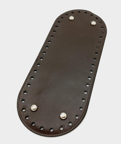 Çanta Aksesuar Suni Deri Kahverengi 30X12 cm Oval Çanta Tabanı (Gümüş Aparatlı)