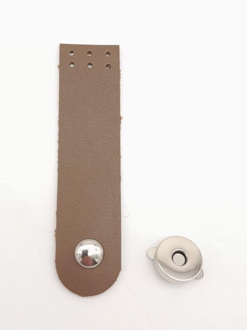 Çanta Aksesuar Vizon Renk Tek Kat Suni Deri Kapak 10.5x2.5 cm Gümüş Metal
