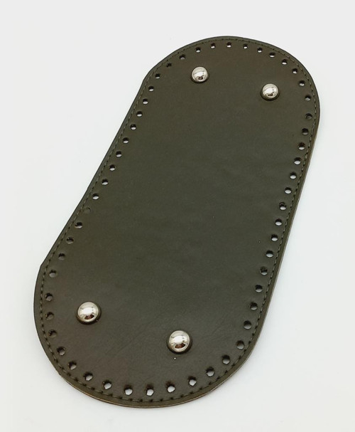 Çanta Aksesuar Suni Deri Haki Renk 25X12 cm Oval Çanta Tabanı (Gümüş Aparatlı)