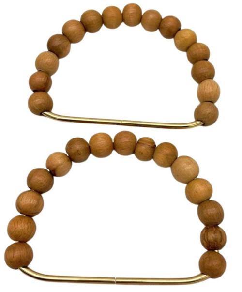 Çanta Aksesuar 12x10 cm D Model Ahşap Boncuklu Açık Renk Çift Çanta Sapı