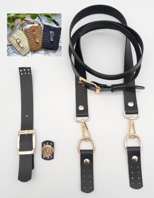 Çanta Aksesuar Siyah Tek Kat Suni Deri Çanta Seti Light Gold Metalli