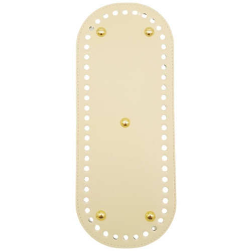 Çanta Aksesuar Suni Deri 30x12 cm Oval Çanta Tabanı Krem Renk Light Gold Aparatlı