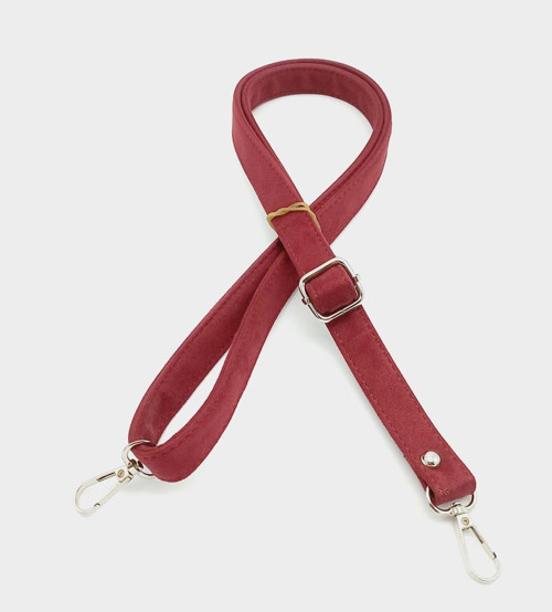 Çanta Aksesuar Süet Nubuk Bordo 140X2 Cm Çanta Sapı Sürgütlü Gümüş Metal