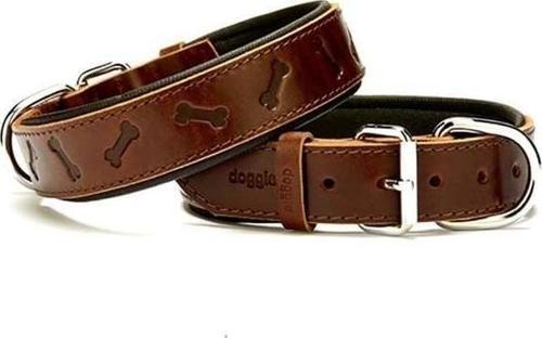 Comfort Deri Kemik Desenli Köpek Boyun Tasması Large Kahverengi 3.5x52-60 Cm