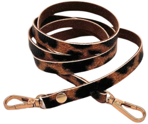 Çanta Aksesuar Leopar Renk 5 mm Suni Deri Spagetti Model Çanta Sapı Light Gold Metal