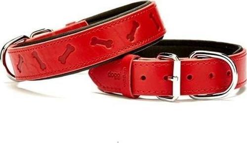 Comfort Deri Kemik Desenli Köpek Boyun Tasması Large Kırmızı 3.5x52-60 Cm