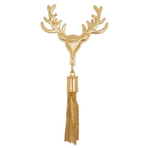 Çanta Aksesuar Light Gold Renk Püsküllü Geyik Model Çanta Süsü