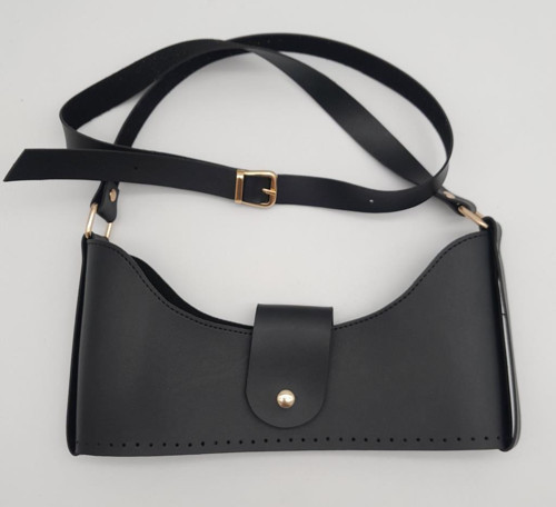 Çanta Aksesuar Siyah Suni Deri 120x2 cm Çanta Saplı Deri Seti Light Gold Metalli