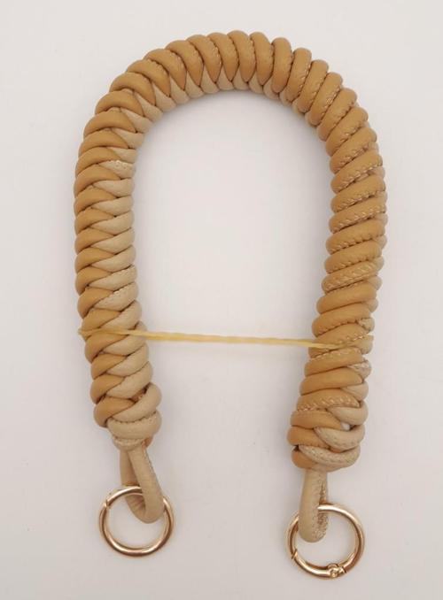 Çanta Aksesuar 42 cm Bej Sütlü Kahve Renk Örgü Model Suni Deri Çanta Sapı Light Gold Metalli