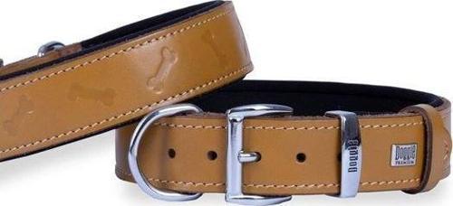 Comfort Deri Kemik Desenli Köpek Boyun Tasması Medium Camel 3.5x47-55 Cm