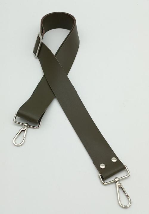 Çanta Aksesuar Suni Deri Haki 120X4 Cm Çanta Sapı Kalsap Gümüş Metalli