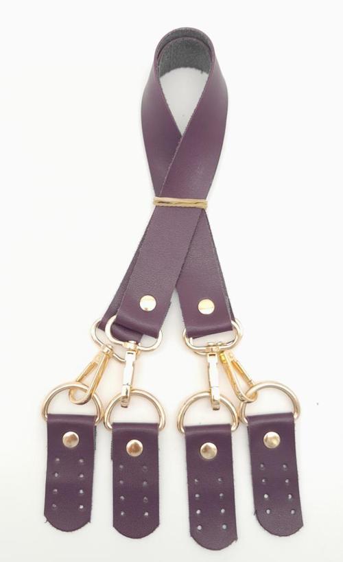 Çanta Aksesuar Suni Deri 55 Cm Misu Model Çift Sap Mor Renk Light Gold Metal