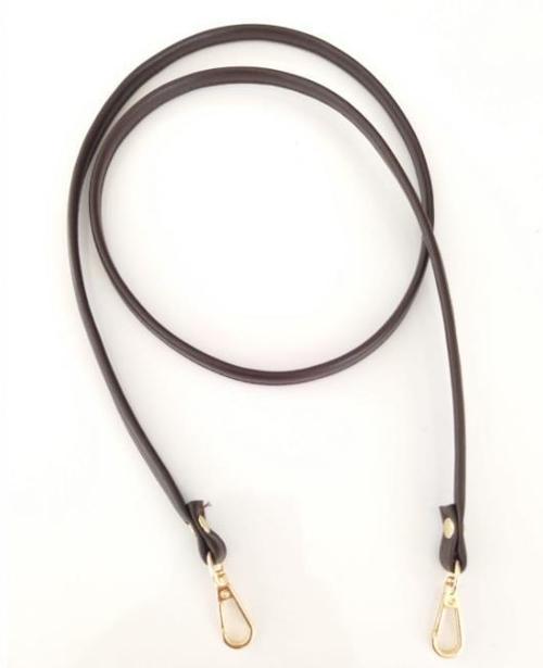 Çanta Aksesuar Spagetti Model Çanta Sapı Koyu Kahve Renk Light Gold Metal