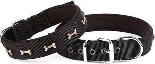 Comfort Dokuma Kemikli Köpek Boyun Tasması Medium Siyah 2.5x37-45 Cm