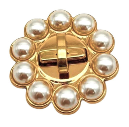 Çanta Aksesuar 6 cm İncili Yuvarlak Light Gold Kilit