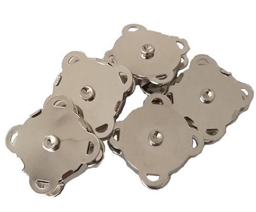 Çanta Aksesuar Örgü Çantaya Dikmeli Mıknatıs Gümüş Renk 5Li Paket