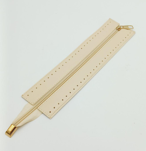 Çanta Aksesuar Krem Renk 28 Cm Derili Fermuar Light Gold Metalli