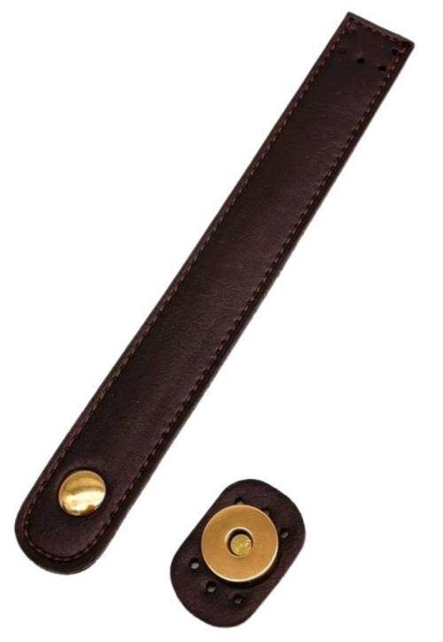 Çanta Aksesuar Suni Deri 18x2.3 cm Çanta Kapağı Koyu Kahve Light  Metalli