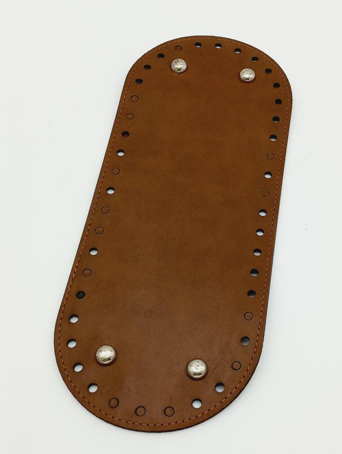 Çanta Aksesuar Suni Deri Taba Renk 30X12 cm Oval Çanta Tabanı (Gümüş Aparatlı)