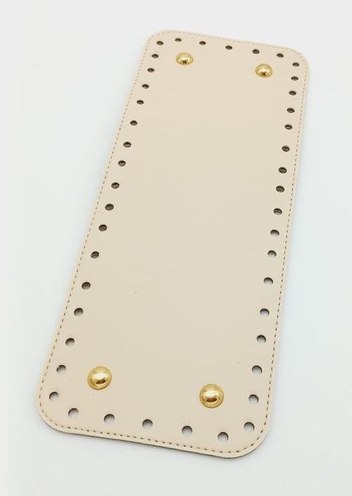 Çanta Aksesuar Suni Deri Krem Renk 30X12 cm Dikdörtgen Çanta Tabanı (Light Gold Aparatlı)