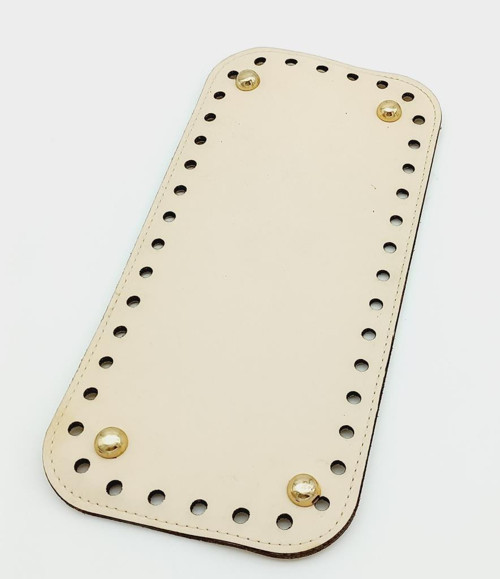 Çanta Aksesuar Suni Deri Krem Renk 25X12 cm Dikdörtgen Çanta Tabanı (Light Gold Aparatlı)