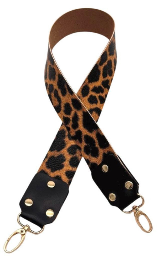 Çanta Aksesuar Ledi Moel Leopar Desenli Tek Çanta Sapı Light Gold Metalli