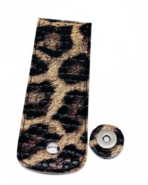 Çanta Aksesuar 16x6 cm Mıknatıslı Suni Deri Kapak Leopar Renk Gümüş Renk Metalli