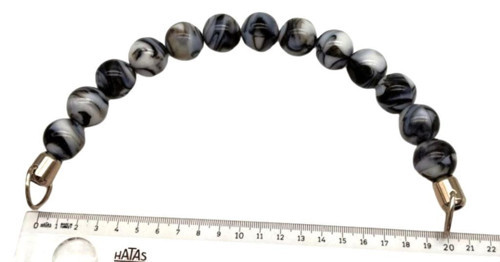 Çanta Aksesuar 20 Cm 22 Mm Boncuklu Çanta Sapı Gümüş Metalli Gri Tonlu