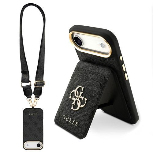 İphone 17 Air Uyumlu Kılıf Lisanslı M-Safe Özellikli Askılı Ve 4G Logo Kartlıklı Kapak Siyah