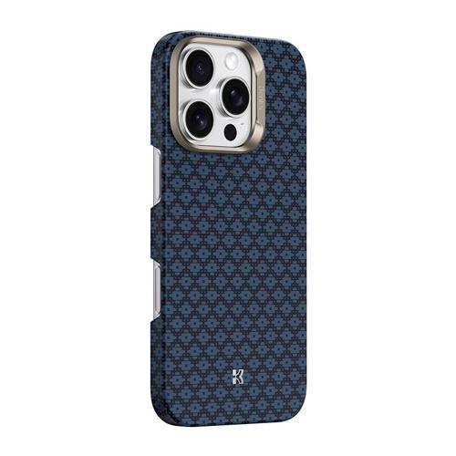 İphone 16 Pro Uyumlu Kılıf M-Safe Şarj Özellikli Armorair Armorgrid Serisi Kevlar Kapak Mavi