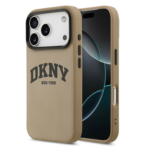 İphone 17 Pro Max Uyumlu Kılıf Orjinal Lisanslı M-Safeli Pu Deri Kabartmalı Kapak Bej