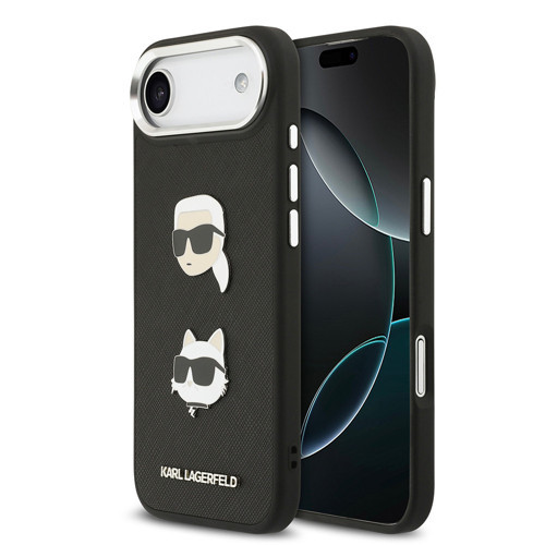 İphone 17 Air Kılıf Lisanslı Metal Logolu K&C Heads Pin Kapak Siyah