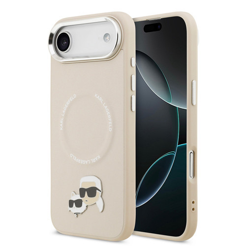 İphone 17 Air Kılıf Lisanslı M-Safeli Metal Kamera Ve Buton K&C Pu Deri Kapak Bej