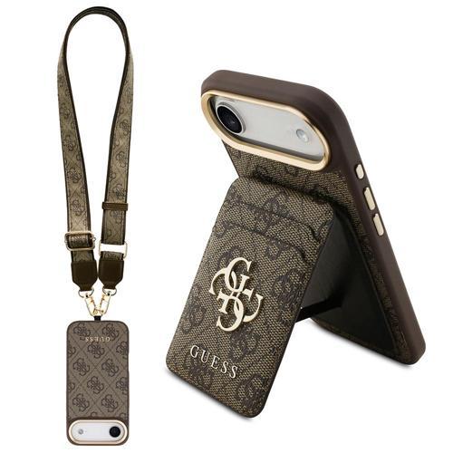 İphone 17 Air Uyumlu Kılıf Lisanslı M-Safeli Askılı Ve 4G Logo Kartlıklı Kapak Kahverengi