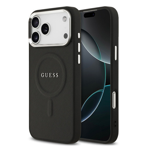 İphone 17 Pro Max Uyumlu Kılıf Lisanslı M-Safe Özellikli Klasik Yazı Logolu Pu Kapak Siyah