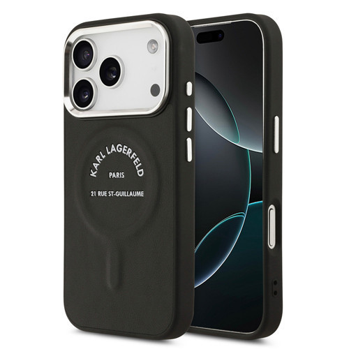 İphone 17 Pro Kılıf Lisanslı M-Safeli Metal Kamera Ve Buton Paris Rsg Pu Deri Siyah