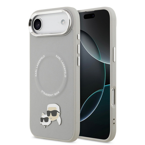 İphone 17 Air Kılıf Lisanslı M-Safeli Metal Kamera Ve Buton K&C Pu Deri Kapak Gri