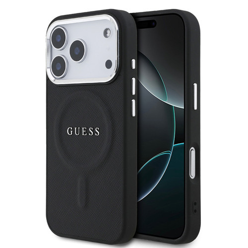 İphone 17 Pro Uyumlu Kılıf Lisanslı M-Safe Özellikli Klasik Yazı Logolu Pu Deri Kapak Siyah