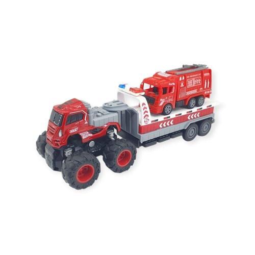İtfaiye Aracı Taşıyan Sürtmeli Çekici Araç Seti - Panzer